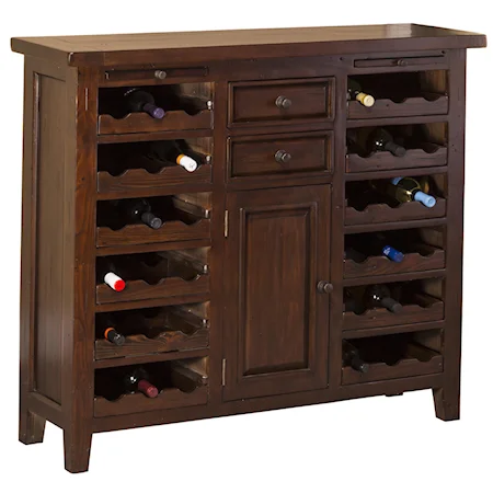 Wine Storage Cabinet with Distressed Finish